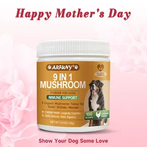 Mushroom for Dogs - Turkey Tail for Dogs - 9 Organic Mushroom Supplement with Turkey Tail, Reishi, Lions Mane - Hip & Joint, Skin & Coat, Digestive, Cellular, Immune Health Support - Chicken Flavor