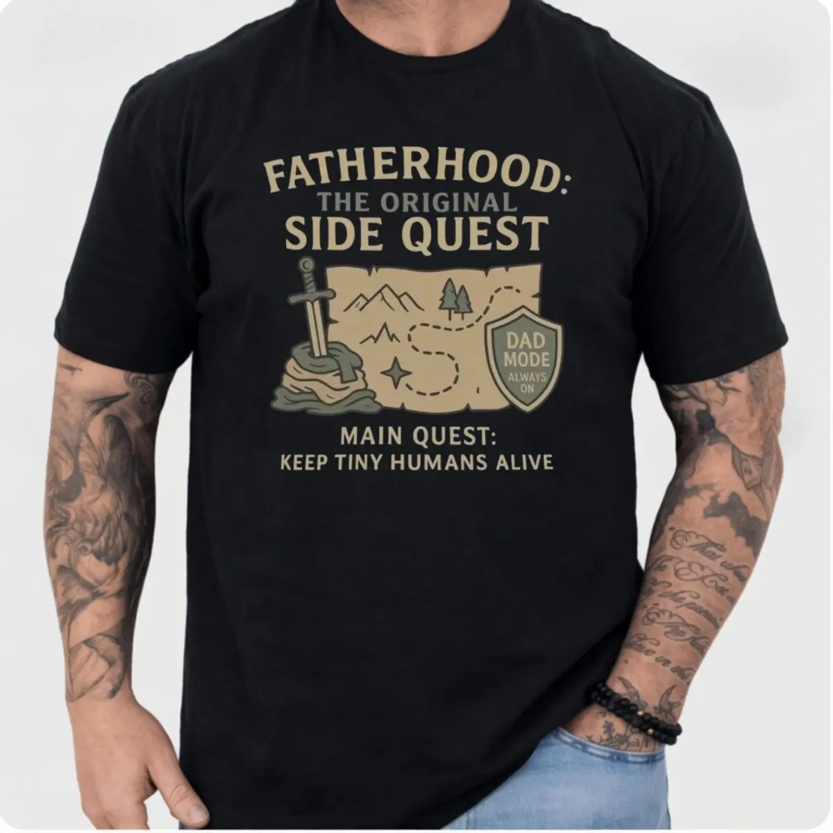 Comfort Colors Funny D&D Dad Shirt, Fatherhood Side Quest Shirt, Father's Day Gift, Dungeons And Dragons, Unisex Short Sleeve Tee, Crewneck Top