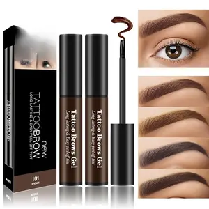 2 Pcs Peel Off Eyebrow Gel Set, Natural Color Eye Gel Long-Lasting Waterproof Brow Tattoo, Easy Peel Off Brow Makeup - Up To 3 Days (Brown)