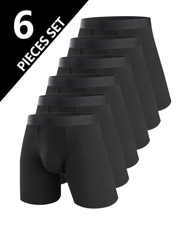 6-Pack Big & Tall Men's Long-Length Sports Boxer Briefs, Loose-Fit Breathable Multi-Functional Boxer Shorts Multipack