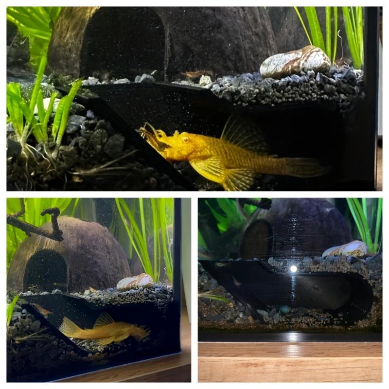 Fish Tank Corner Cave Hideaway & Observation Window, Aquarium Decorative Hiding Spot, Fish Shrimp Habitat Enhancement
