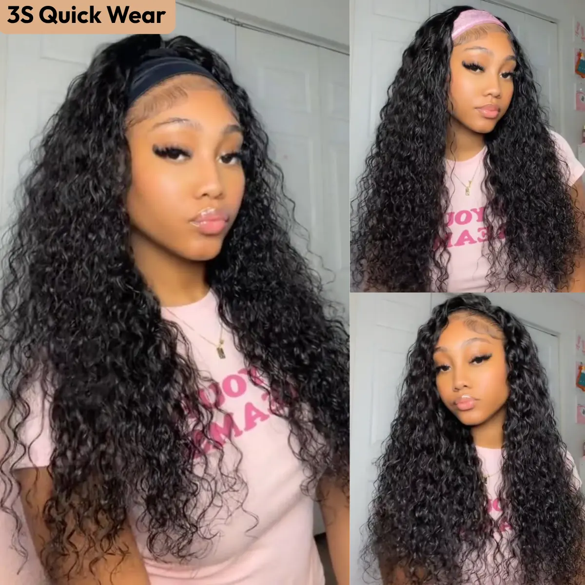 [Pre-Zipped]UNice Detachable Headband Wig Water Wave 2-In-1 Switch Half Wig 3S Quick Wear Cooling Breathable Headband Wig with Drawstring and Velcro #tiktokshopstockup