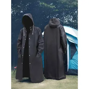 High Quality Hooded Raincoat for Men & Women - Adjustable Drawstring, Full-Length Coverage, Loose Fit Sporty Design for Cycling, Hiking, Fishing - Black, Cycling Gear |   Minimalistic Style |   Functional Drawstrings