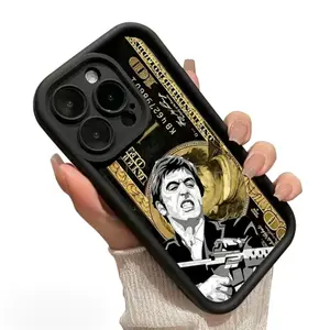 Scarface Money Art Phone Protection Case for iPhone X XS MAX 11–17 Pro Max Samsung Galaxy S22-S26 case Samsung Galaxy A13-54 case Samsung Note case| Painted Gangster Design| Shockproof Non-Slip Cover Tony Montana case Al Pacino