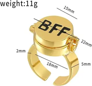 Upgraded BFF Rings with a Hidden Compass! New Fun Buckle Design & Rotating Bearing Mechanism. Aesthetic Cartoon-Inspired Friendship Jewelry Gifts for Besties.