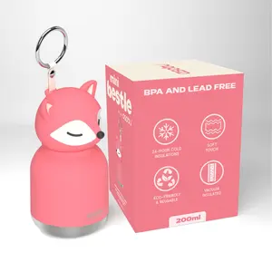 Mini Bestie Water Bottle Cute Collectible Character Bottle for All Ages Leakproof Stainless Steel, 6.7oz, BPA-Free with Strap & Clip Insulated Bottle for Travel, Work & Gifting