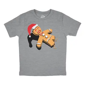Toddler Funny T Shirts Half Eaten Gingerbread Sarcastic Christmas Graphic Novelty Tee For Young Kids Funny Toddler Shirts Christmas Apparel for Toddler Funny Food Apparel Childrens Graphic Tees Light Grey