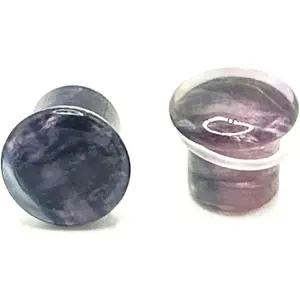 Pair of Rainbow  Single Flare Stone Ear Plugs  O-Ring Expander Gauges 0ga - 1 inch E618