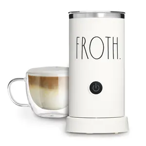 Rae Dunn Electric Milk Frother Steamer -Stylish Automatic Milk Steamer and Frother, Milk Warmer, Hot and Cold Foam Maker for Coffee, Latte, Cappuccino, Macchiato - 550 Watt (Cream)