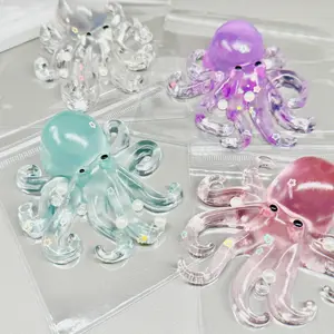 Transparent Glitter Octopus Squish Fidget Toy, Pearl Star Filled Hand Squeeze Stress Relief Squishy, Cute Sea Animal Sensory Toy for Daily Relaxation
