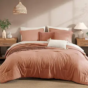 Melex Home 7-Pieces Comforter Set, Modern Farmhouse Coastal Style Bedding, 1 Single-Stitch Comforter, 2 Pillowcases, 2 Shams, 1 Flat & 1 Fitted Sheet