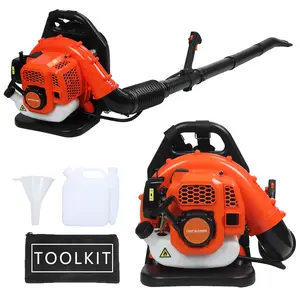 52CC Backpack Leaf Blower Gas Powered 550 CFM High Airflow for Lawn Care Clears Leaves Debris & Snow Orange Toolkit Included