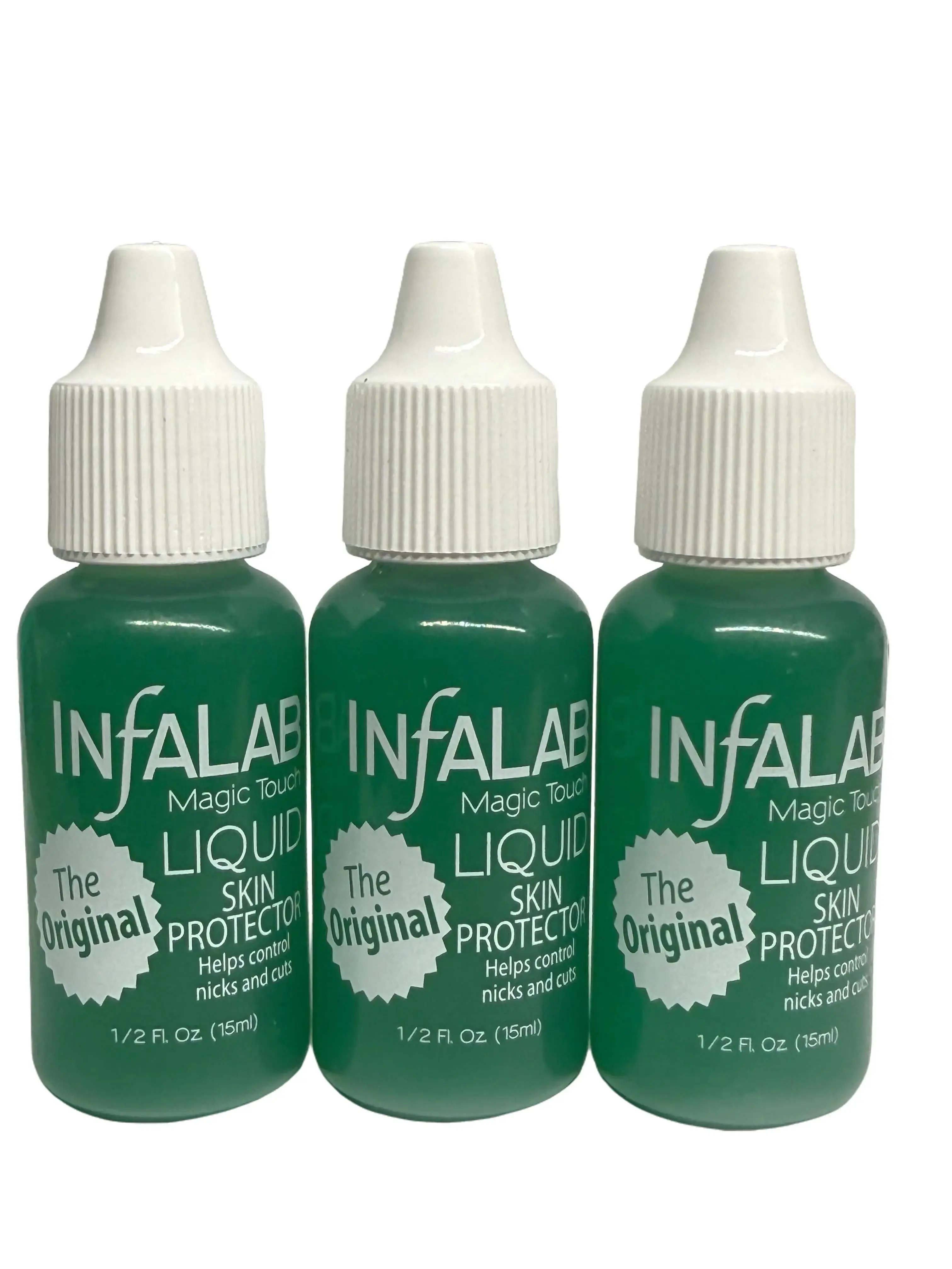Infalab Magic Touch Liquid Styptic Nail Treatment Set - Water-Based Original Formula Nail Care Youth Skin Protector, 3 x 1/2 Fl Oz Bottles for Minor Manicure Bleeding Stoppage