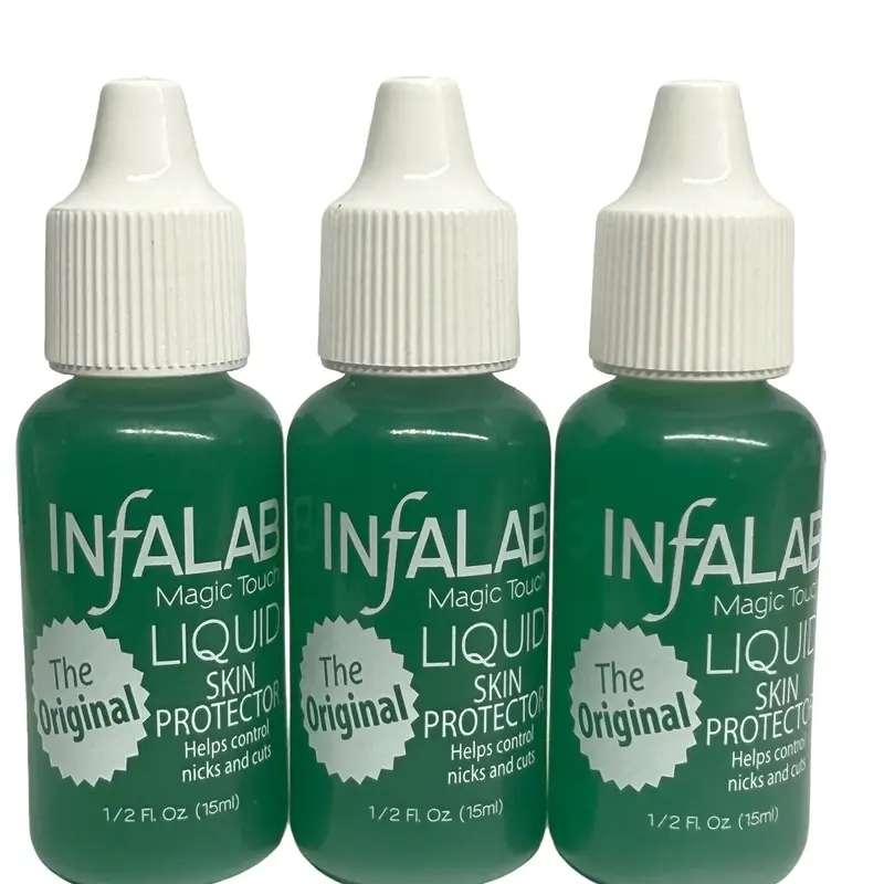 Infalab Magic Touch Liquid Styptic Nail Treatment Set - Water-Based Original Formula Nail Care Youth Skin Protector, 3 x 1/2 Fl Oz Bottles for Minor Manicure Bleeding Stoppage