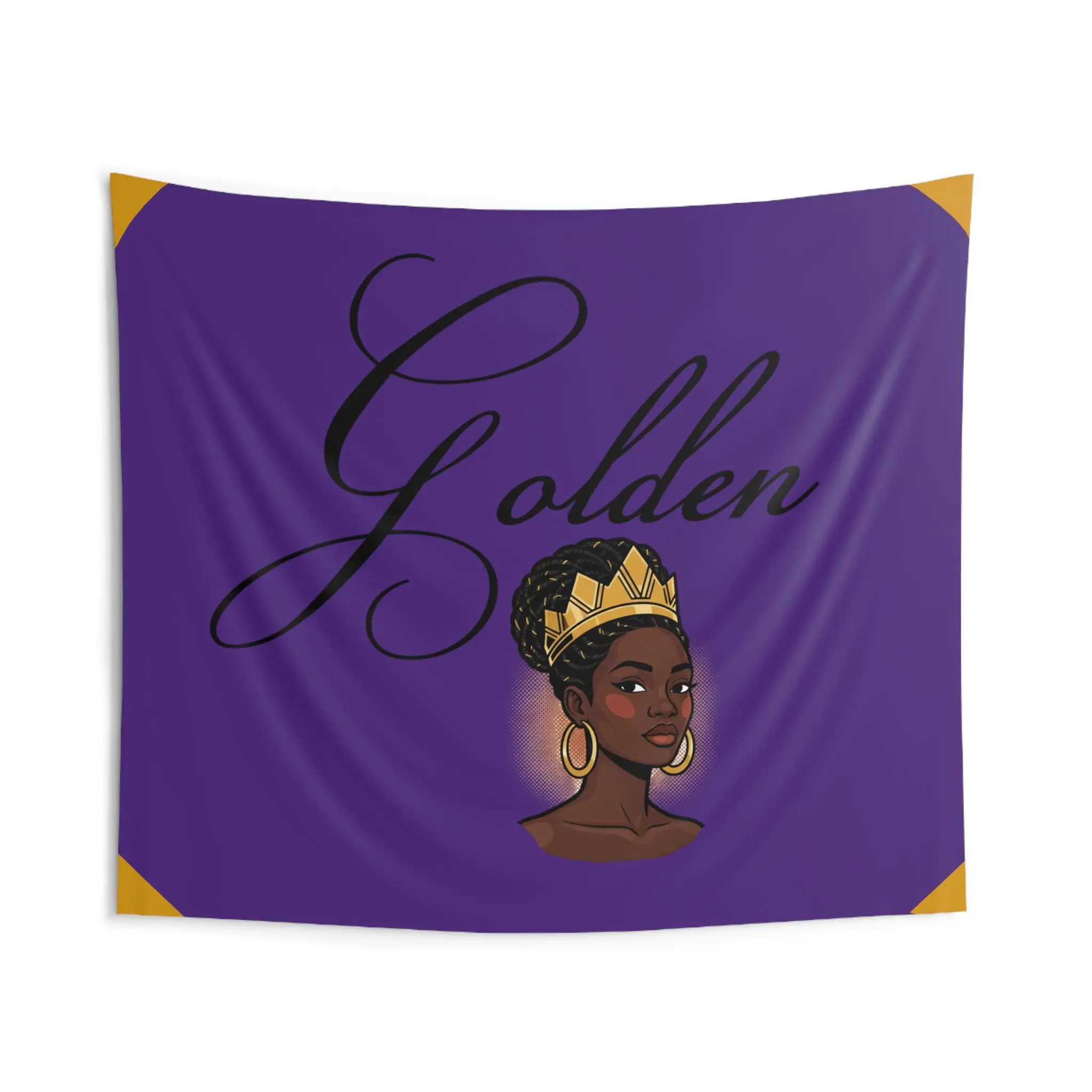 Golden Queen Wall Tapestry — African Woman Portrait Decorative Tapestry