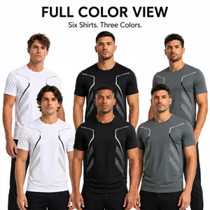 6 Pack Men’s Active Quick Dry Crew Neck T Shirts | Athletic Running Gym Workout Short Sleeve Tee Tops Bulk Menswear Tshirt Streetwear Crewneck Wetsuit Tropical