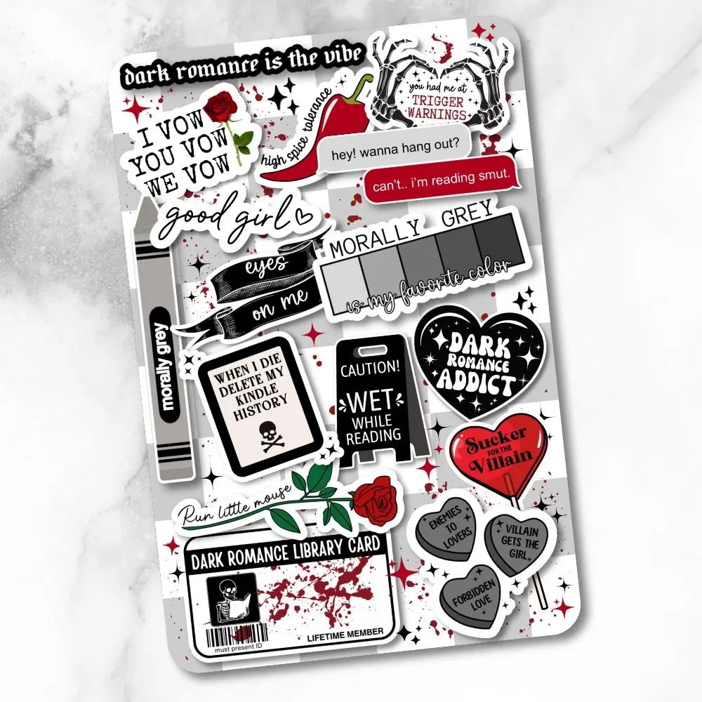 Dark Romance Card Cardstock Clear Case Insert for Kindle | Smutty Book Lover Gift | Bookish Stickers for Kindle | Booktok Covers Aesthetic new ipad case | New Gray Design