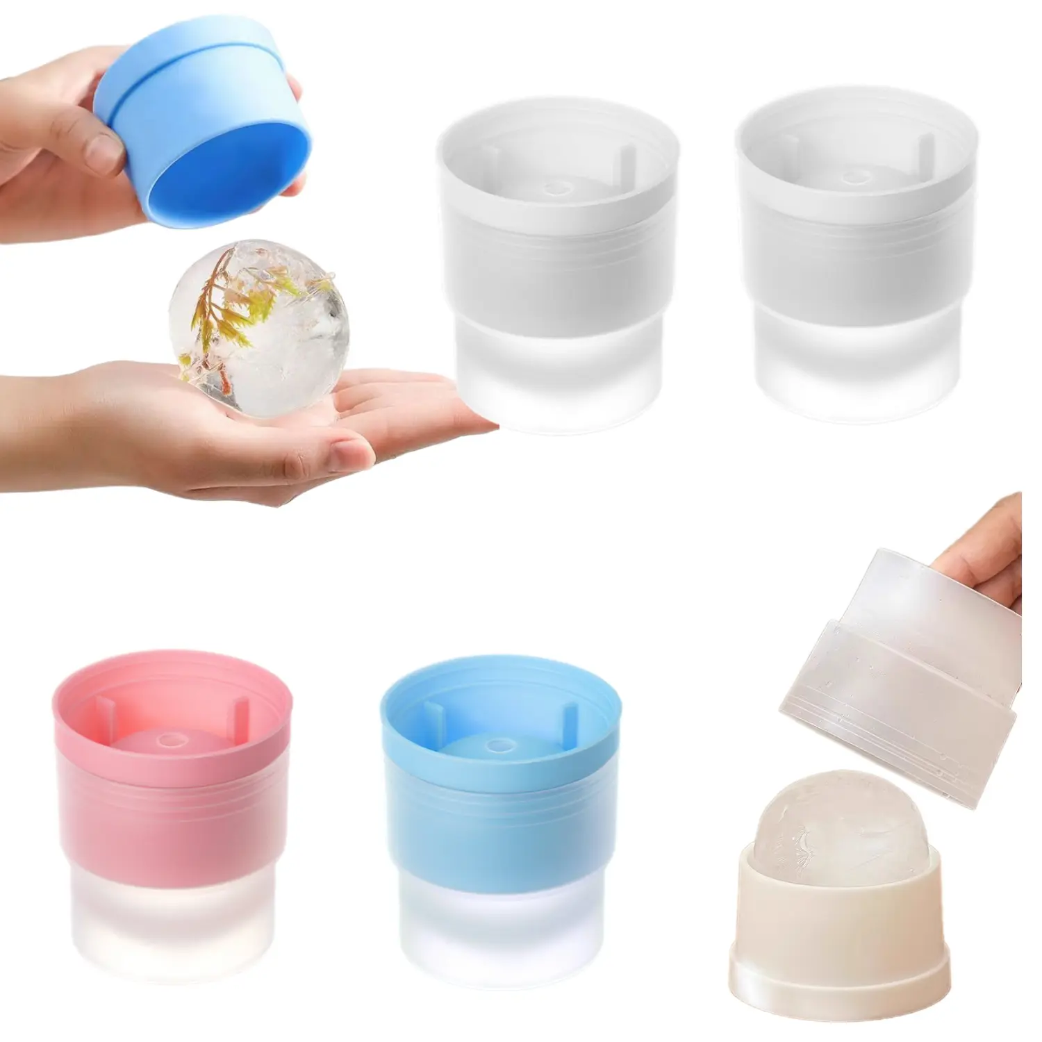 4PCS Round Ice Cube Mold, 2.5 Inch Ice Ball Maker Mold, Sphere Ice Cubes for Whiskey, Cocktails, Bourbon