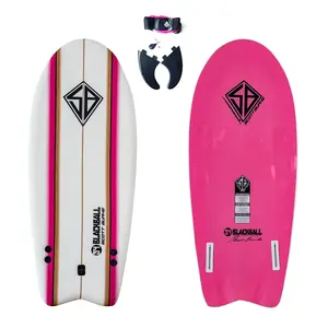 Scott Burke 54 In Soft Blackball Surfboard with Leash, 3 Molded-in Wood Stringers, Full Graphic, 22 In Design, 5.5 lb Weight