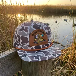 Ducks Unlimited Camo Snapback Hat – Embroidered Duck Hunting Cap, Vintage Waterfowl Camouflage Flat Brim Hat for Men