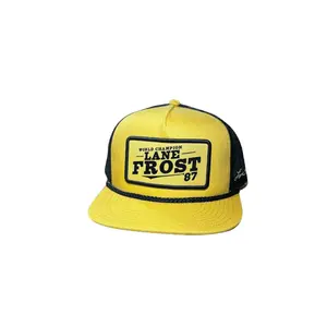 Lane Frost Blaze Yellow & Black Flat Bill Trucker Snapback Hat