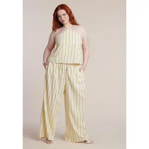 ELOQUII Women's Plus Size Drawstring Wide Leg Linen Pant