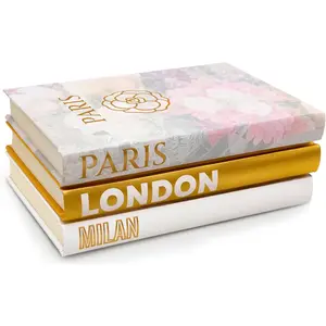 Decorative Books for Home Set of 3 Modern Hardcover Book Stack Matte Gold Shelf Decor Accents for Coffee & Entry Table Decoration Contemporary Aesthetic Display
