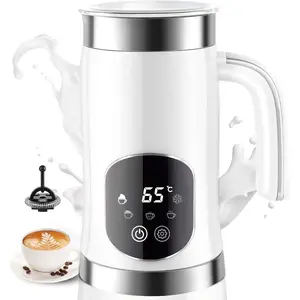 5-in-1 Milk Frother and Steamer - Upgraded Automatic Milk Steamer 11.8oz Hot & Cold Foam Maker and  Warmer with LED Display Touch Screen & Two Whisks for Latte,Cappuccinos,Silent Working