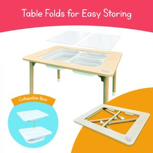 Foldable Sensory Play Table for Kids with Bins and Lids