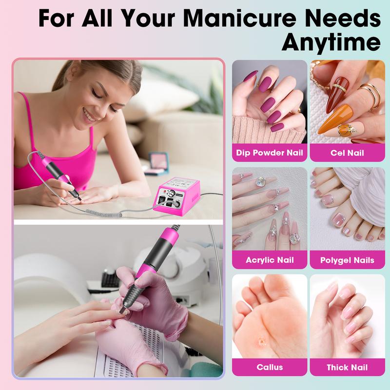 Professional Nail Drill 35000RMP Electric Nail File Nail Filer Electric E Filer for Nails, Nails Drill Kit with Nail Drill Bits and Sanding Bands and for Acrylic Nail Gel Nail Manicure Pedicure