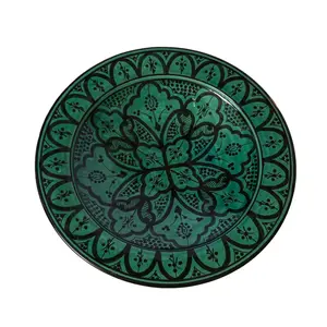 Beldi Glazed Warda Plate| Handcrafted Safi Clay Pottery – Natural Pigments & Traditional Moroccan Craftsmanship