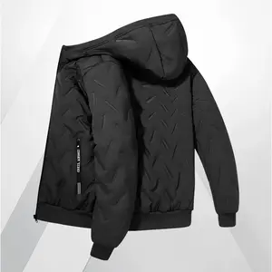 Winter Men's Fashion Hooded Fleece Lined Cotton Coat Warm And Comfortable Casual Versatile Thickened Jacket Menswear Soft zipper design Black Long Sleeve