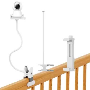 Flexible Long Tube Camera Phone Stand, No Drilling Quick Install, Stable Mount for Desk Bed Bookshelf Monitor, Compatible with 1/4 Screw Hole Devices