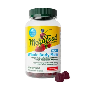 MegaFood Men's Whole Body Multi Gummy | 20 Nutrients, plus real food, Delicious Strawberry Flavor, Gluten Free, Vegetarian, 30 Servings