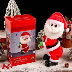 Creative New Christmas Santa Electric Butt Shaking Toy with Music Novelty Birthday Gift for Kids Adults Hilarious Dancing Motion Jolly Christmas Music One Touch Operation Perfect Holiday Decoration
