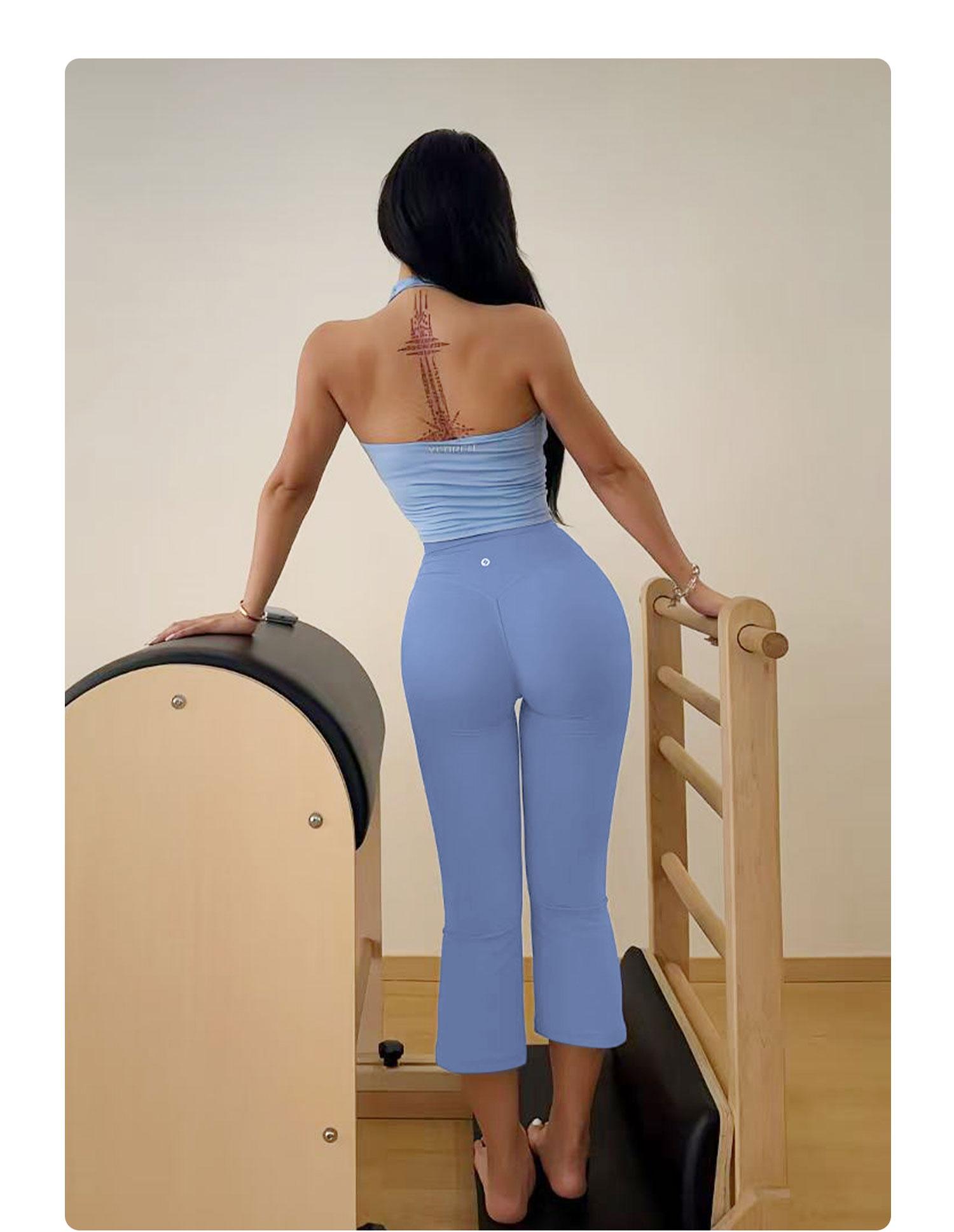 YEOREO Womens Cropped Flare Capri Leggings High Waisted Hidden Scrunch Yoga Pants Buttery Soft Athletic Lounge Pants sohochic