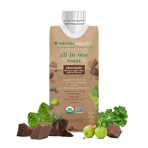 Nutrilite Organics All-in-One Shakes Chocolate 12 Pack Ready-to-Drink Vegan Protein Shake with Fiber Vitamins Minerals USDA Organic Plant-Based Nutrition Beverage