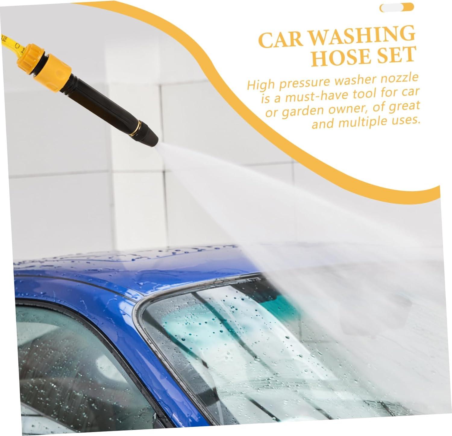 This new home garden car wash water gun nozzle offers 3 modes and is suitable for outdoor high-pressure watering of flowers, vegetables, and car washing. It includes a hose.