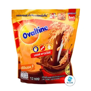 Ovaltine 3-in-1 Instant Chocolate Malt Beverage, Original Formula (Pack of 12 packets-12.7 oz) โอวัลติน เครื่องดื่มมอลต์สกัดรสช็อกโกแลตปรุงสำเร็จ สูตรดั้งเดิม