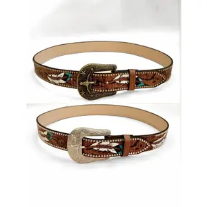 Boho Style Western Belt, Vintage Ethnic Pattern Decorative Buckles Belt for Women & Men, Fashionable Waistband for Daily Wear, Perfect for Holiday Gift, Belts Men