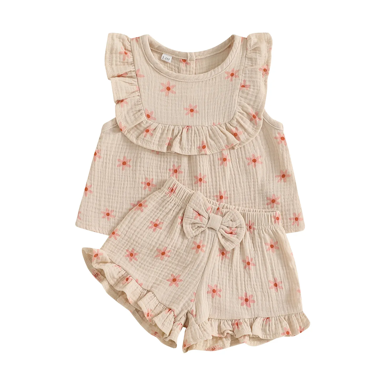 Toddler Baby Girl Summer Clothes Ruffle Buttons Sleeveless T Shirt Tank Tops Elastic Waist Bow Bloomers Shorts Set Cute Outfits #Springtok