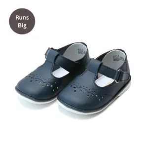 Birdie Navy Leather T-Strap Mary Jane (Baby First Walker Shoe)