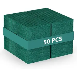 50 Pack - Heavy Duty Scour Pads -  Non-Scratch 4 x 6 Inch Scouring Pads for Household Kitchen Dishes Pots Pans & Metal Grills, Multipurpose Dish Cleaning Green Scrubber Pads