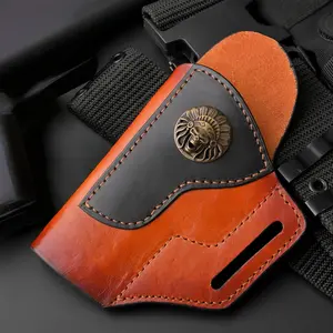 Suitable for most 1911 models of leather holster, hand sewn OWB suspension provides better protection and is suitable for shooting, hunting, practice, and patrol in various scenarios(left)