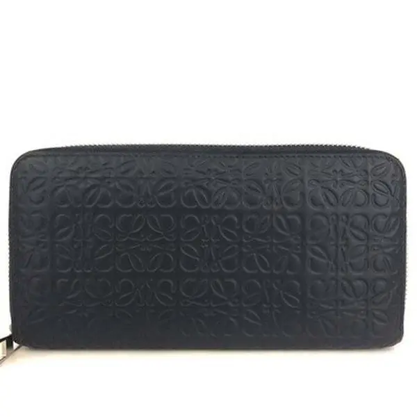 Pre-owned Loewe Other Other Anagram Repeat Leather Zip Around Long Wallet Navy blue/3CF0542 12553712197/301232