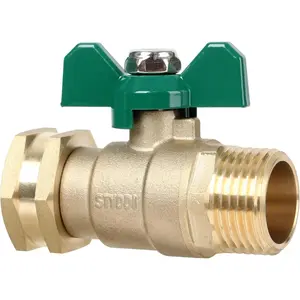 Full Flow Brass Garden Hose Shut Off Valve, Heavy Duty 1-Way No Restricted-Flow Water Shut-Off Connector, 3/4" GHT High Flow Hose Ball Valve Adapter Coupling, Lawn Hose-end Flow Control Valve