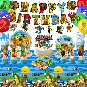 155 pcs/set Tung Tung Tung italian brainrot Birthday Decorations Set Disposable Tableware (Plates, Cups, Tablecloth), Birthday Decorations (Banners, Cake Toppers, Spiral Streamers), Party Decorations Brand: CALLMEAI