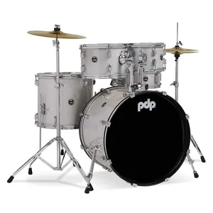 Pacific Drums Center Stage Complete Drumkit, 5 Drum Set, Diamond White Sparkle, 7x10, 8x12, 14x16 Floor, 16x22 Kick, 5x14 Snare (PDCE2215KTDW)