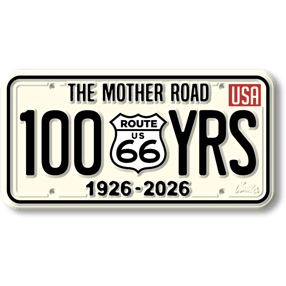 Route 66 100 Years License Plate Magnet by Classic Magnets, 3.8" x 1.9"