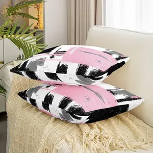 Abstract Throw Pillow Covers,Set of 2 Modern Abstract Art Decorative Pillows Cushion Covers,Black Pink White Pillow Inserts Not Included,20x20 inch